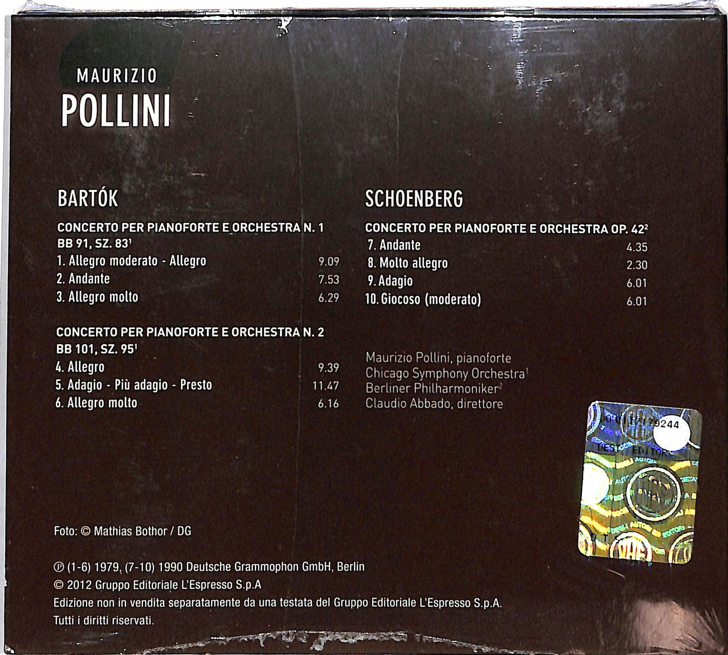EBOND Maurizio Pollini –Bartok vol.10 EDITORIALE CD CD036144