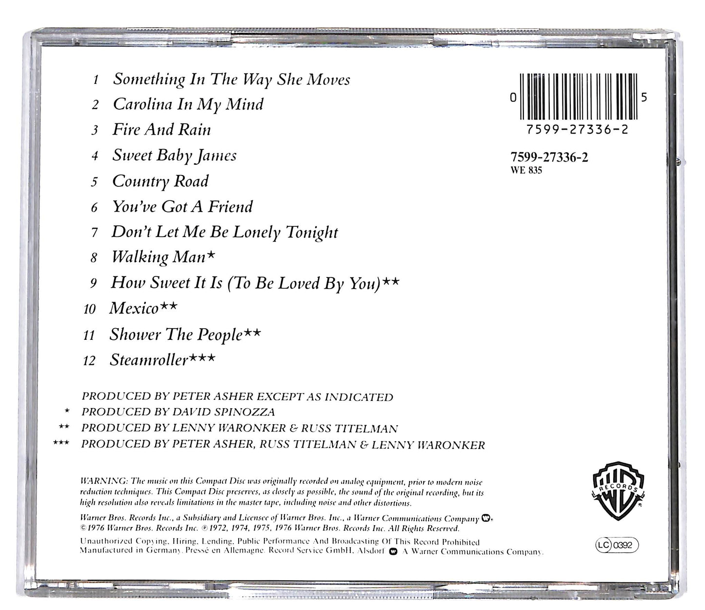 EBOND James Taylor - Greatest Hits CD CD036833