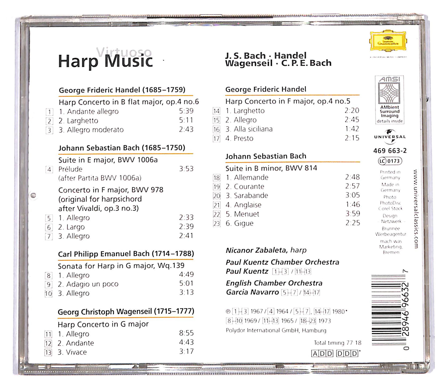 EBOND Nicanor Zabaleta - Virtuoso Harp Music CD CD037357