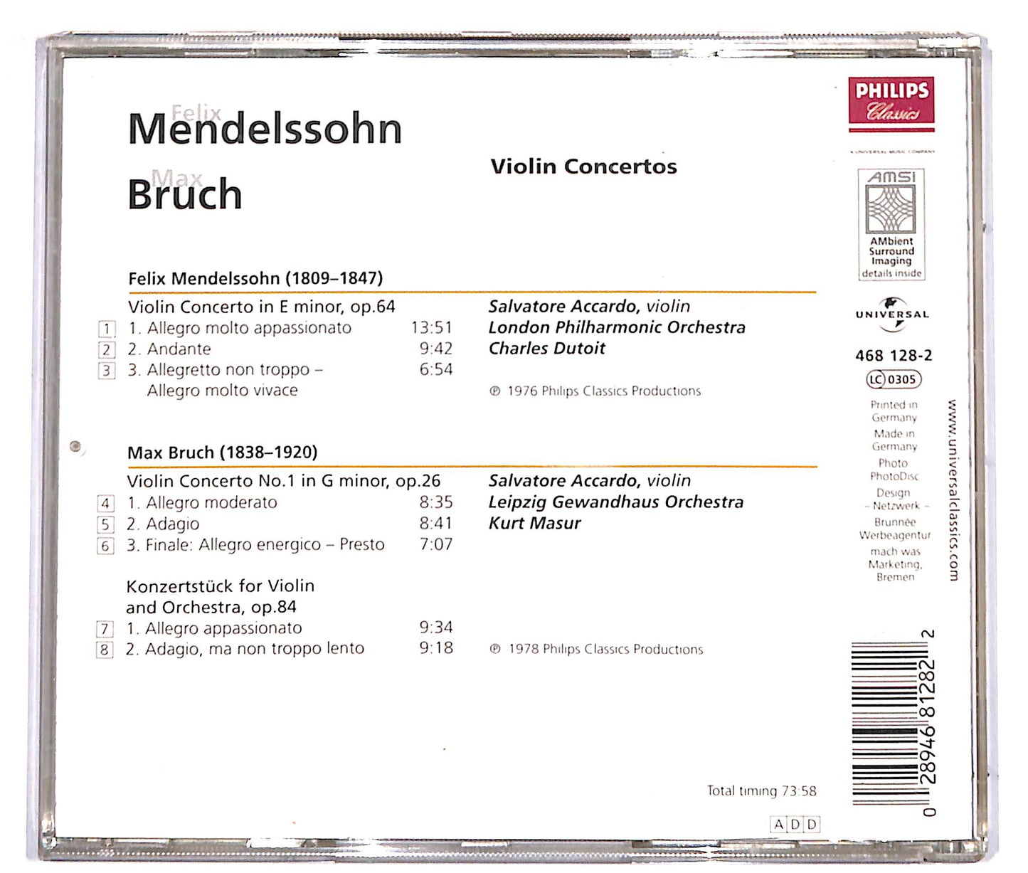 EBOND Various - Felix Mendlessohn Max Bruch: Violin Concertos CD CD037359