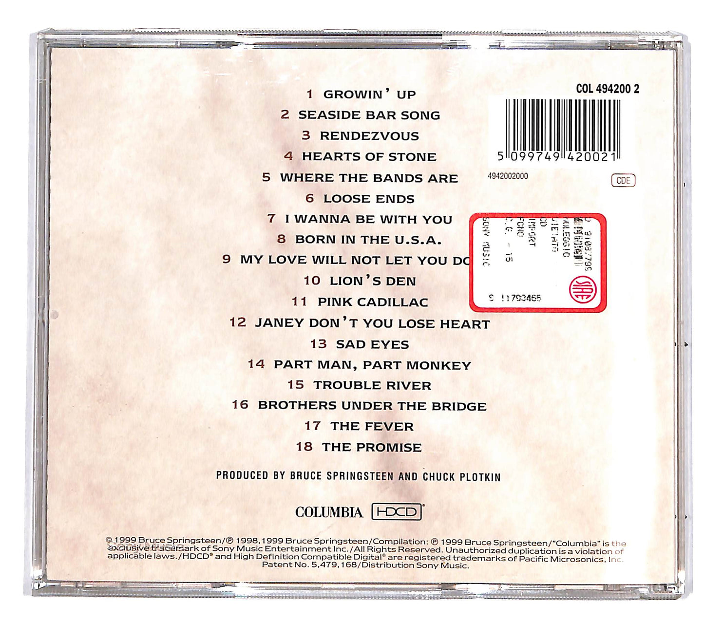 EBOND Bruce Springsteen - 18 Tracks CD CD037664