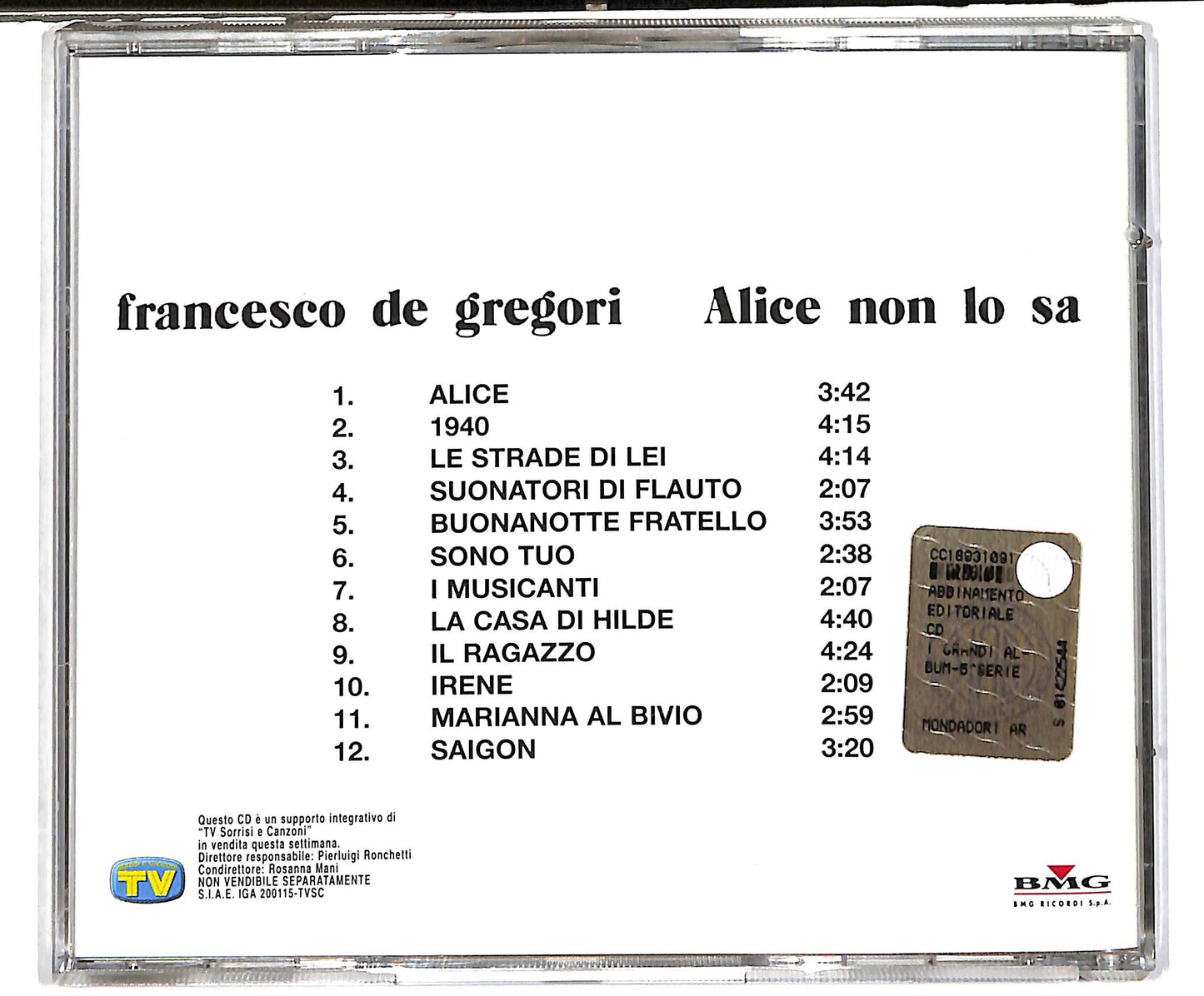 EBOND Francesco De Gregori - Alice Non Lo Sa CD CD038114