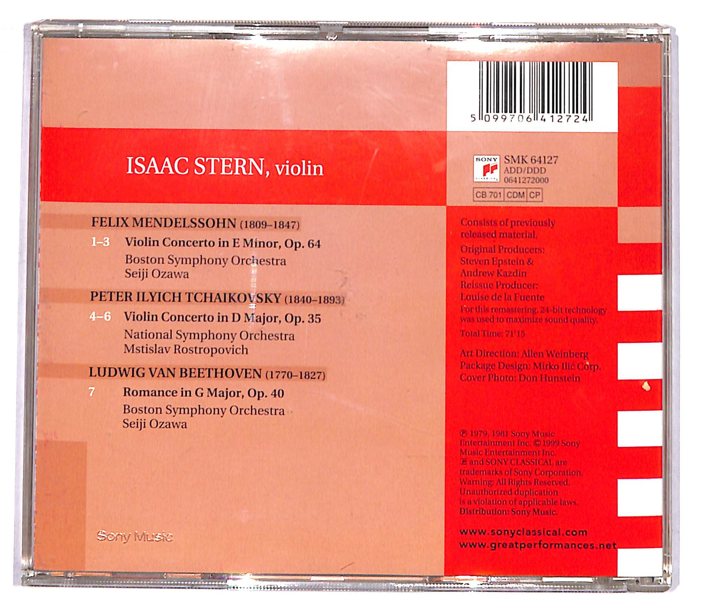EBOND Isaac Stern, Seiji Ozawa, Boston Symphony Orchestra, Mstislav Rostropovich, National Symphony Orchestra - Stern Ozawa Mendelssohn Violin Concerto / Beethoven: Two Romances CD CD038322
