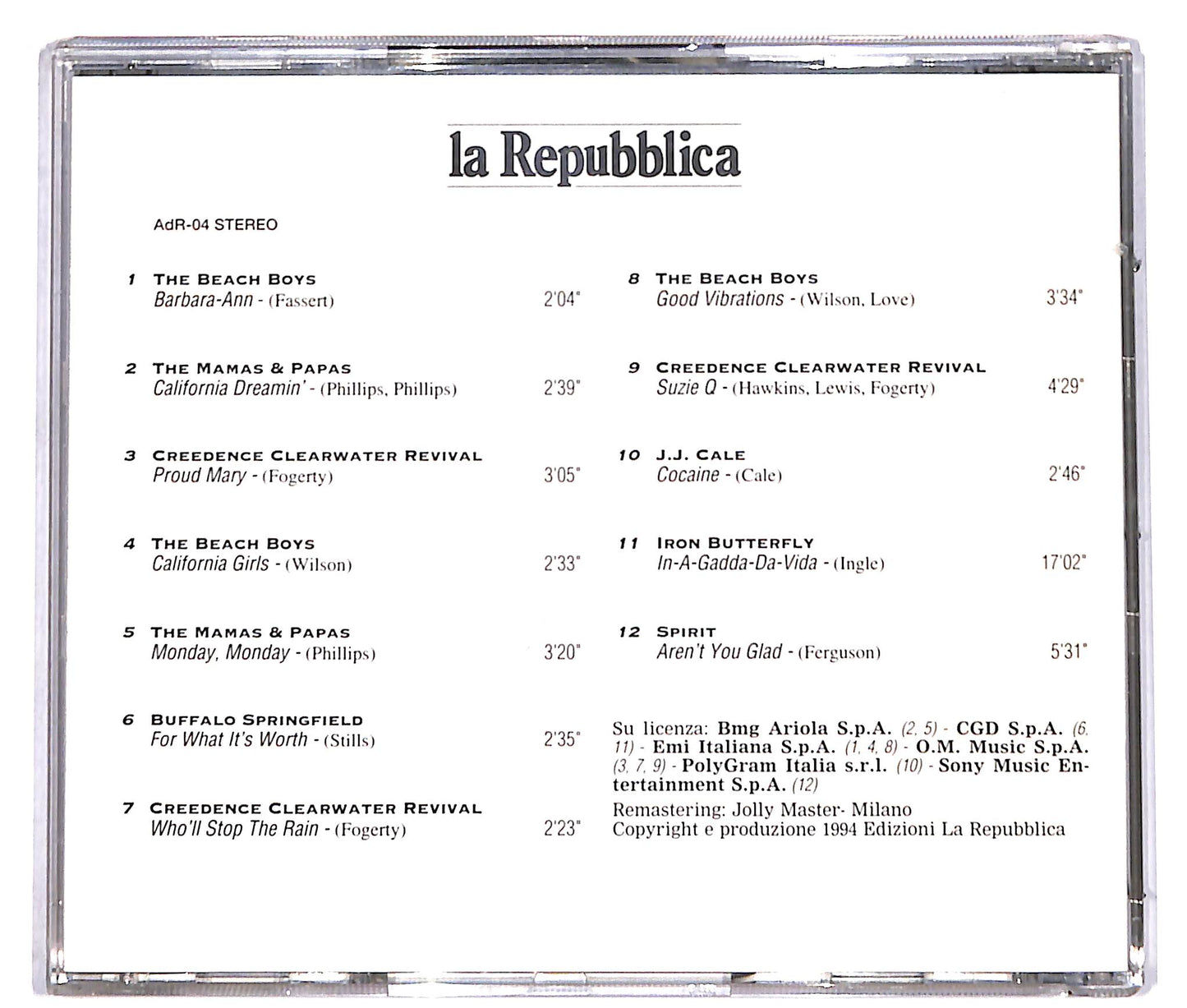 EBOND Sognando La California - EDITORIALE CD CD038337