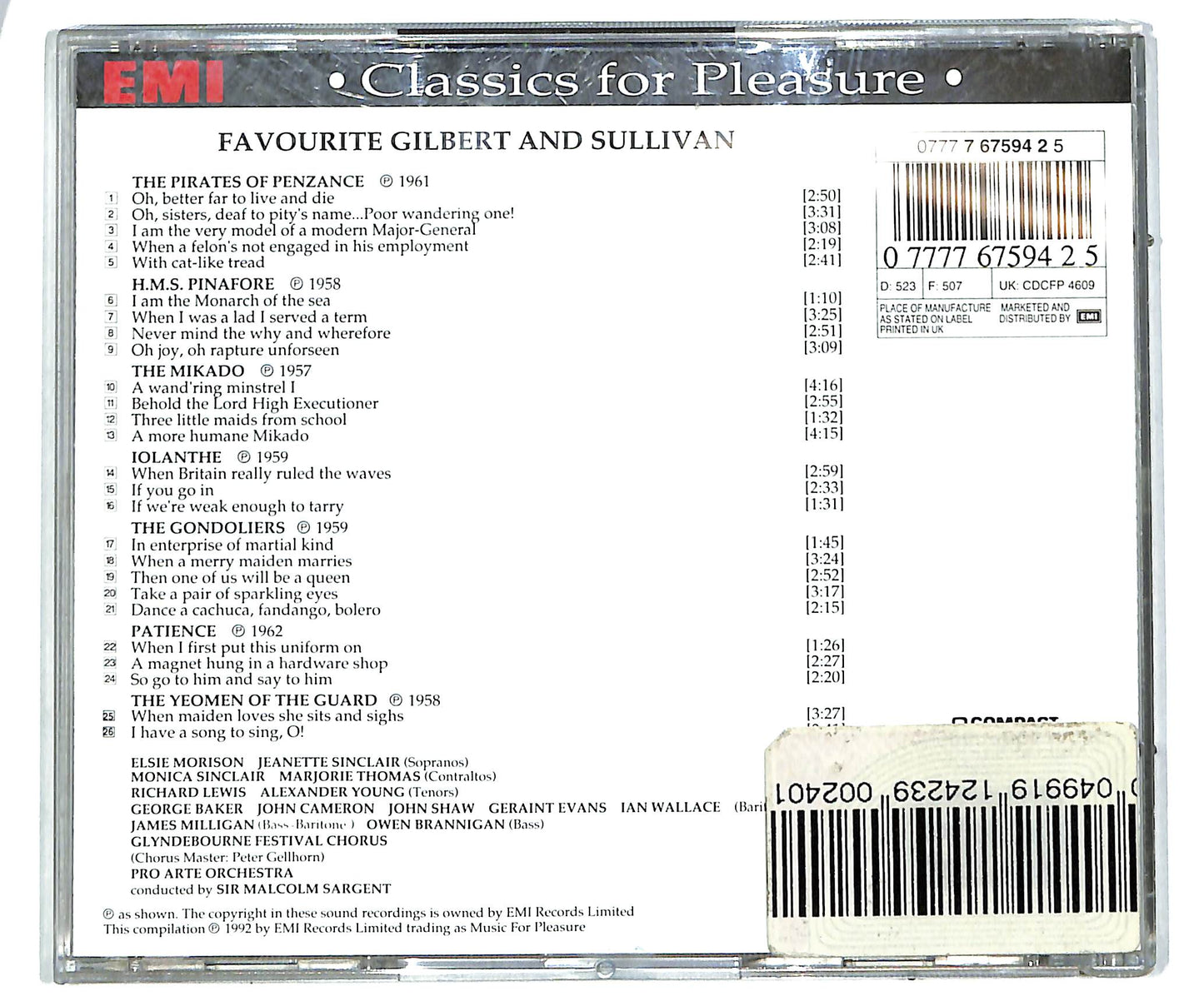 EBOND Gilbert & Sullivan - Favourite Gilbert & Sullivan CD CD039143