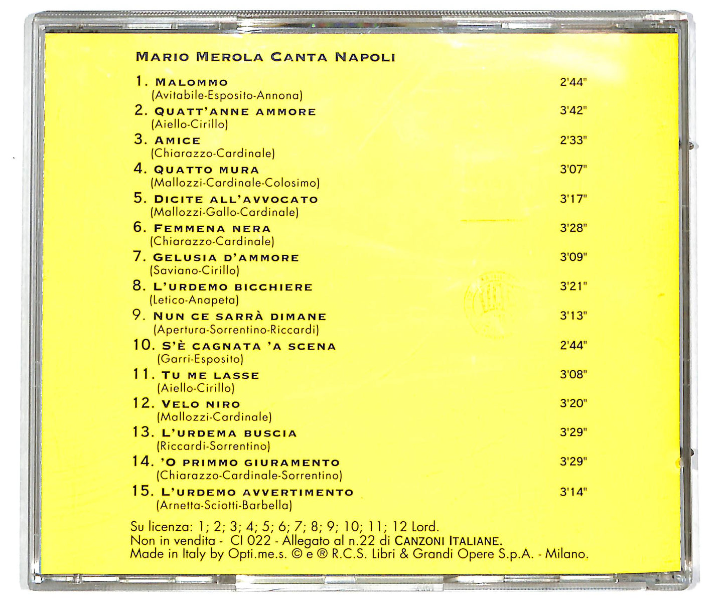 EBOND Canzoni Italiane Mario Merola - Canta Napoli EDITORIALE CD CD041163