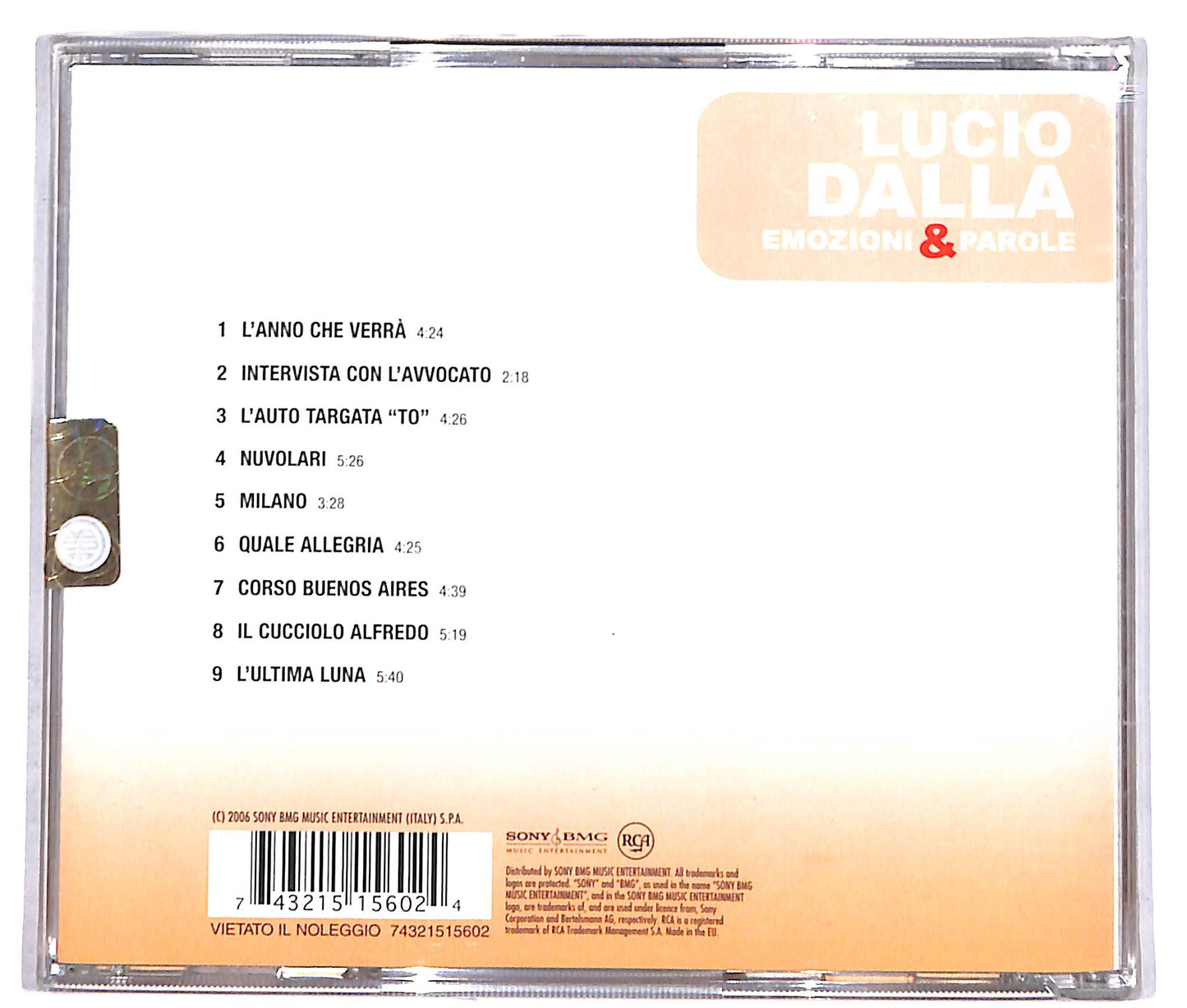 EBOND Lucio Dalla - Emozioni e Parole CD CD041737