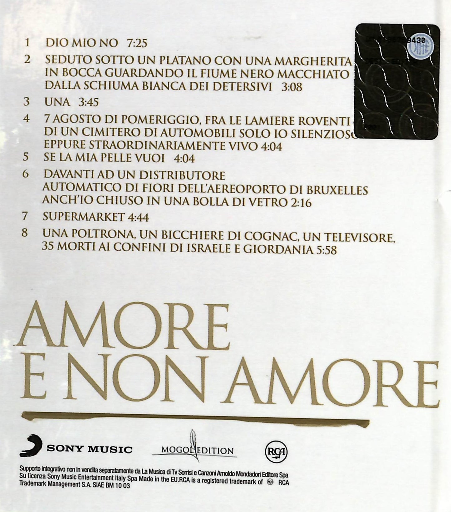 EBOND Lucio Battisti - Amore E Non Amore EDITORIALE CD CD042149