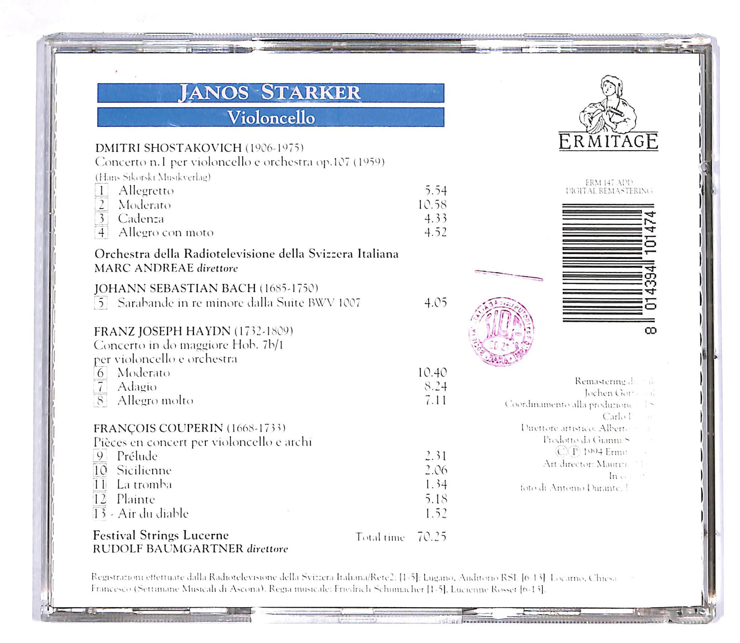 EBOND Janos Starker - Violoncello CD CD042360