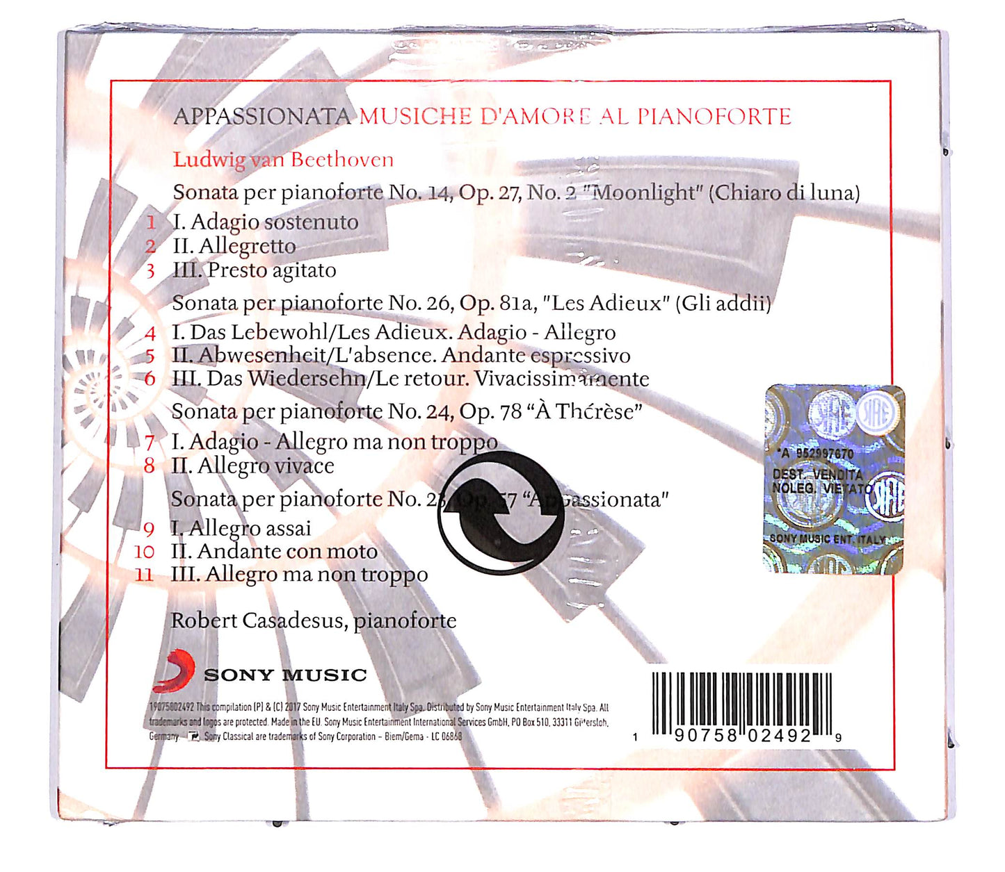 EBOND Beethoven - Appassionata - Musiche D'Amore Al Pianoforte CD CD042440