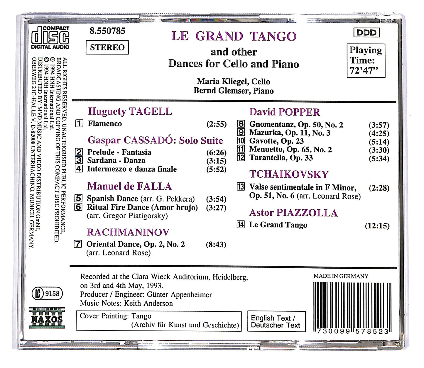 EBOND Kliegel, Glemser - Le Grand Tango And Other Dances For Cello CD CD042639