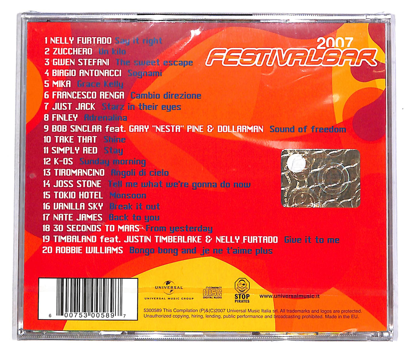 EBOND Various - Festivalbar 2007 - Compilation Rossa CD CD042758