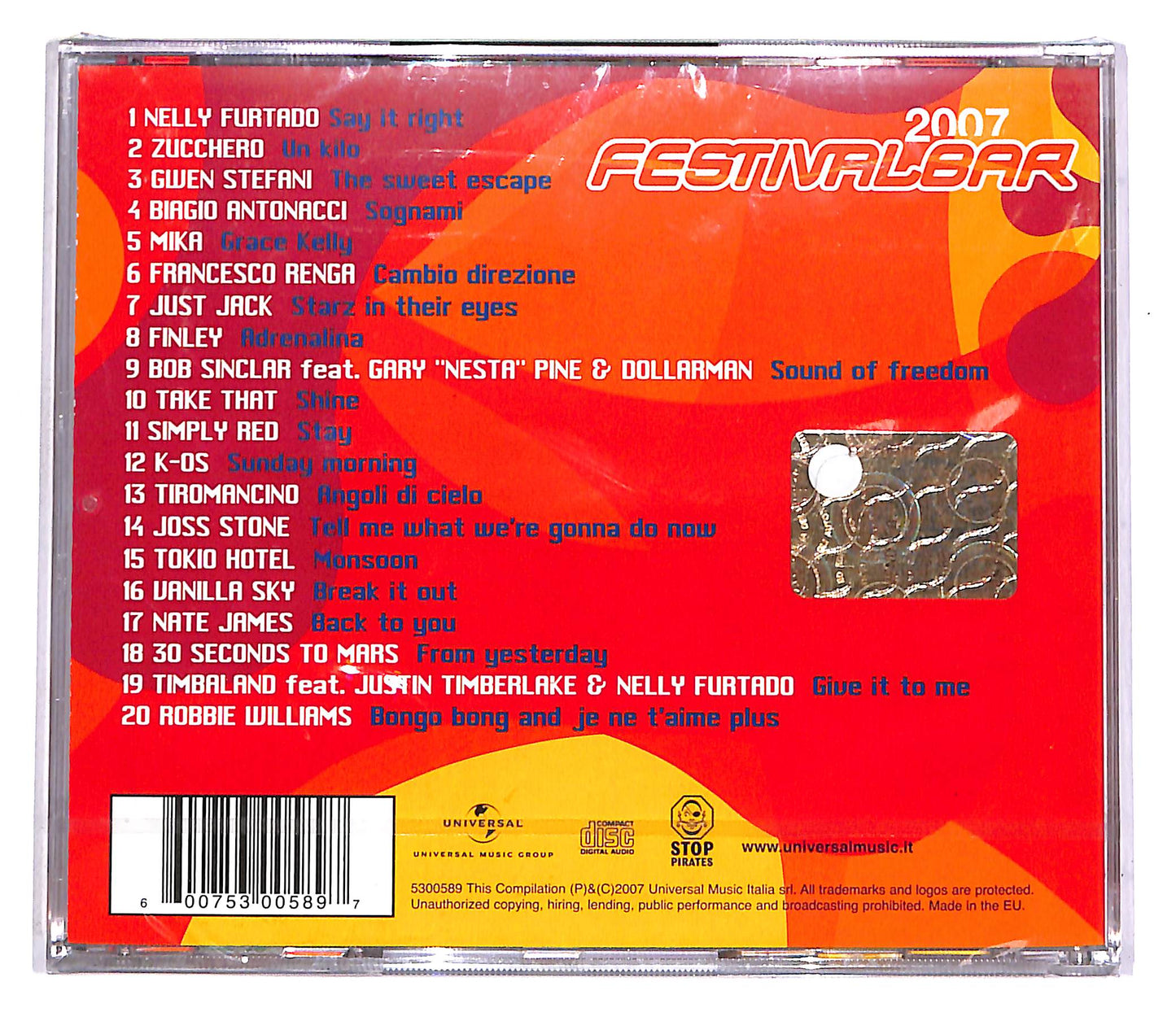 EBOND Various - Festivalbar 2007 - Compilation Rossa CD CD042838