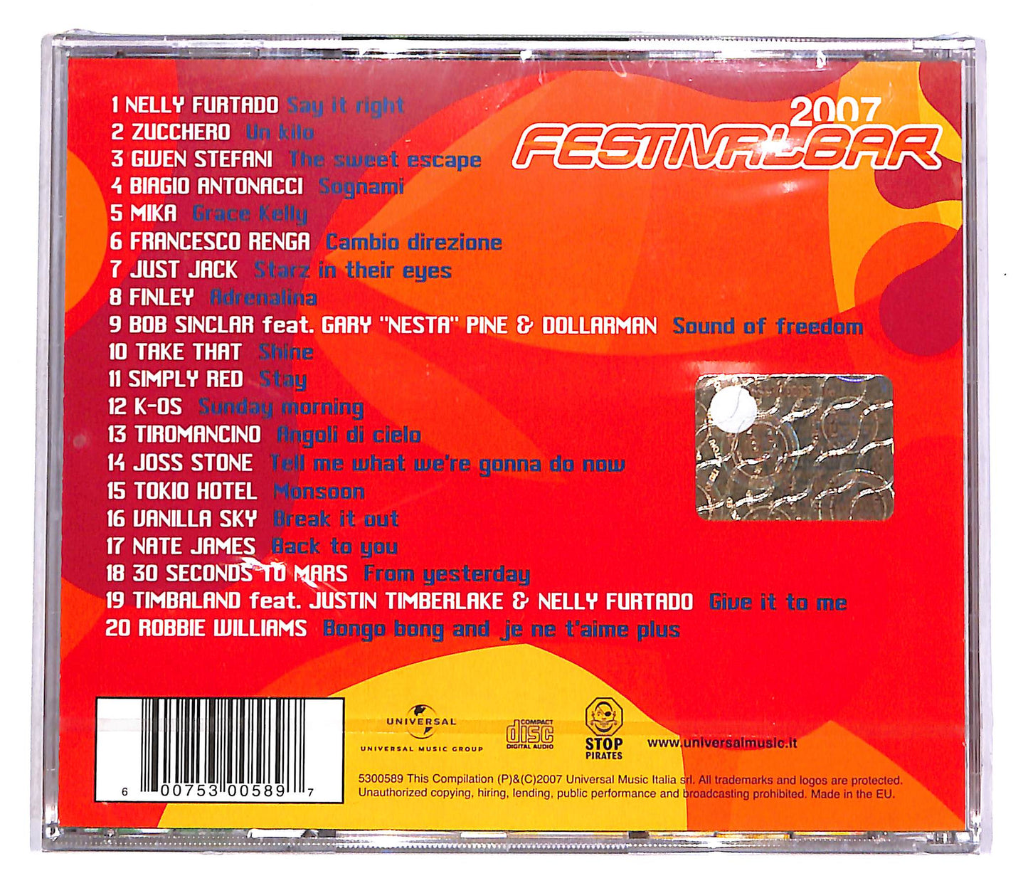 EBOND Various - Festivalbar 2007 - Compilation Rossa CD CD042839