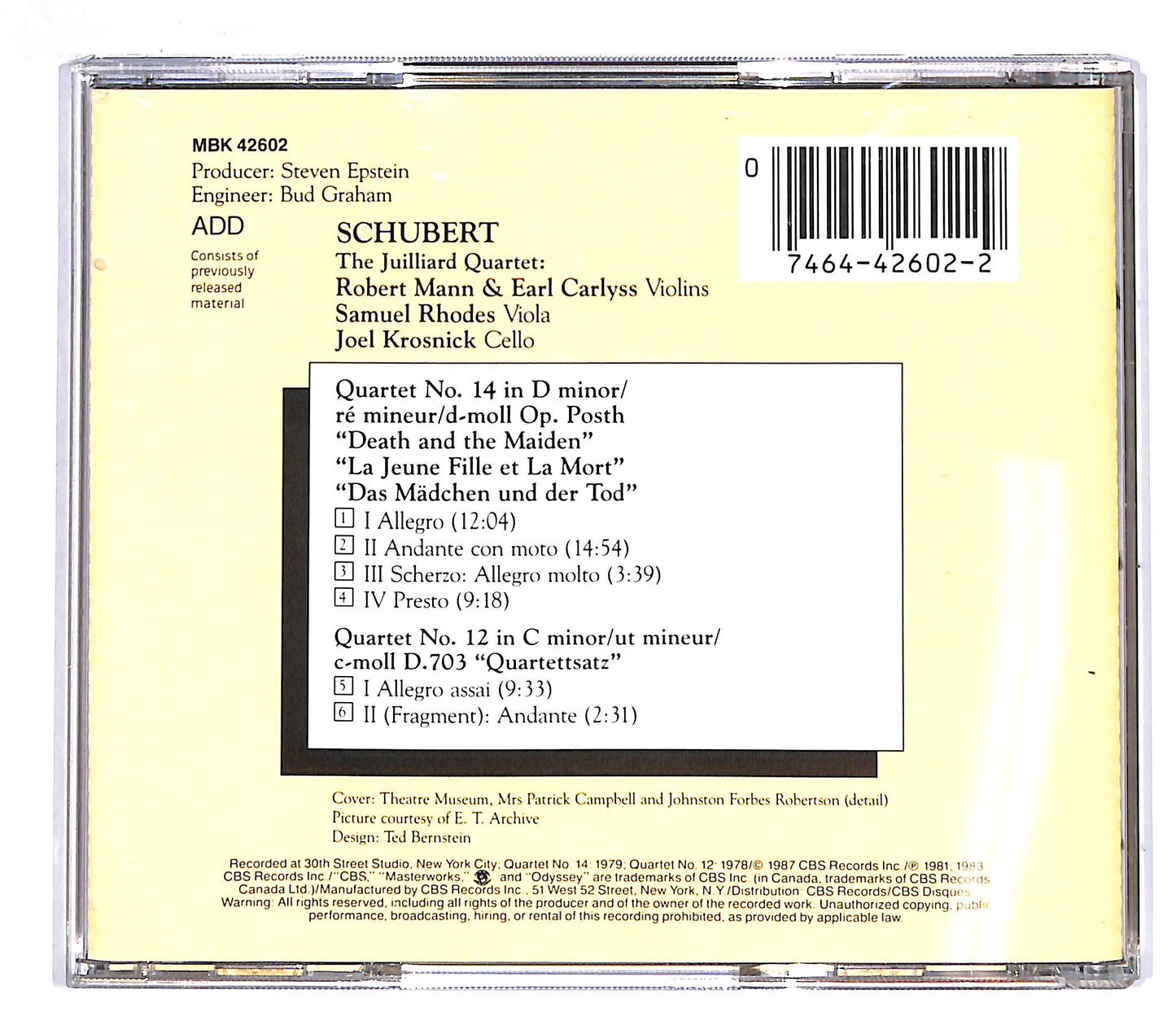EBOND Schubert - Juilliard String Quartet CD CD043110