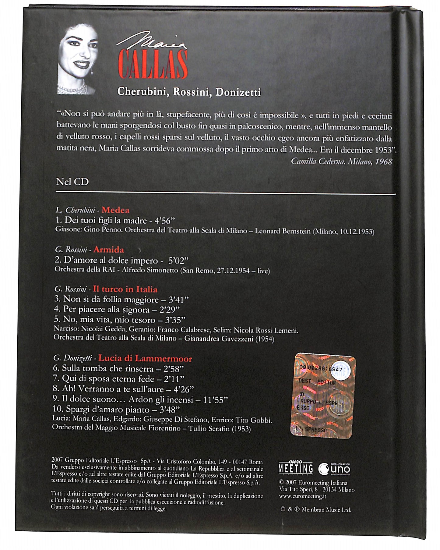 EBOND Callas Vol.6 - Cherubini Rossini Donizetti EDITORIALE CD CD044907