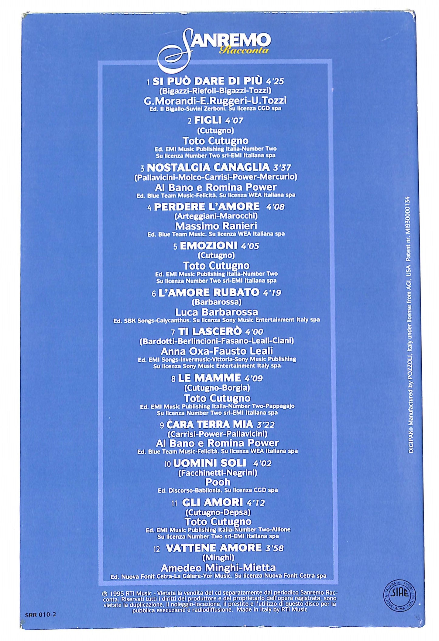 EBOND Various - Sanremo Racconta - 1987-90 vol.10 EDITORIALE CD CD045103