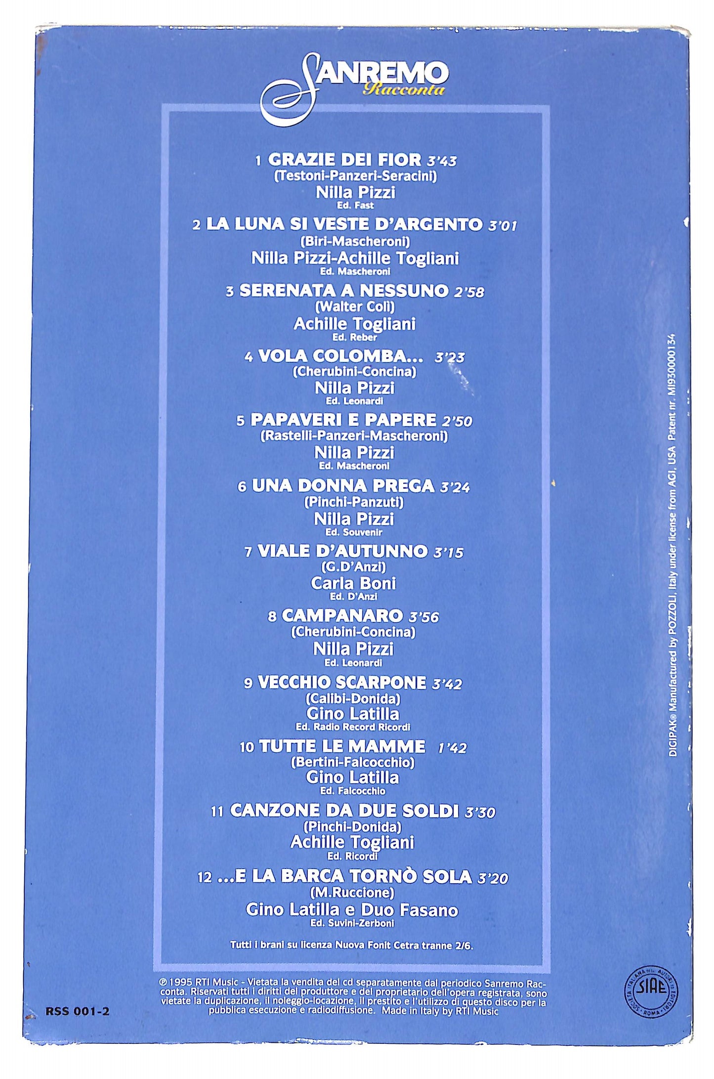 EBOND Various - Sanremo Racconta 1951-54 vol.1 EDITORIALE CD CD045108