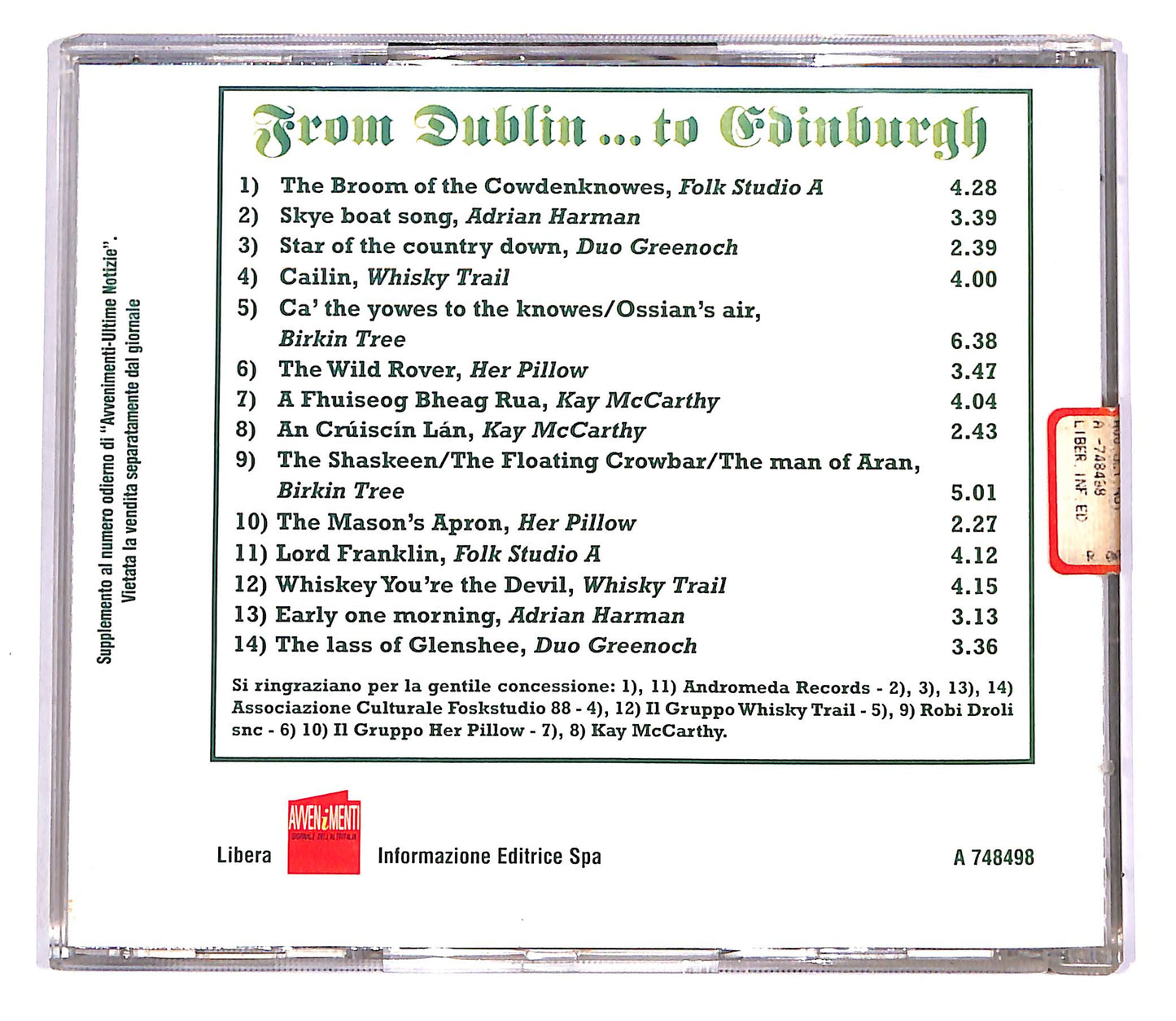 EBOND Various - From Dublin ... To Edinburgh EDITORIALE CD CD045512