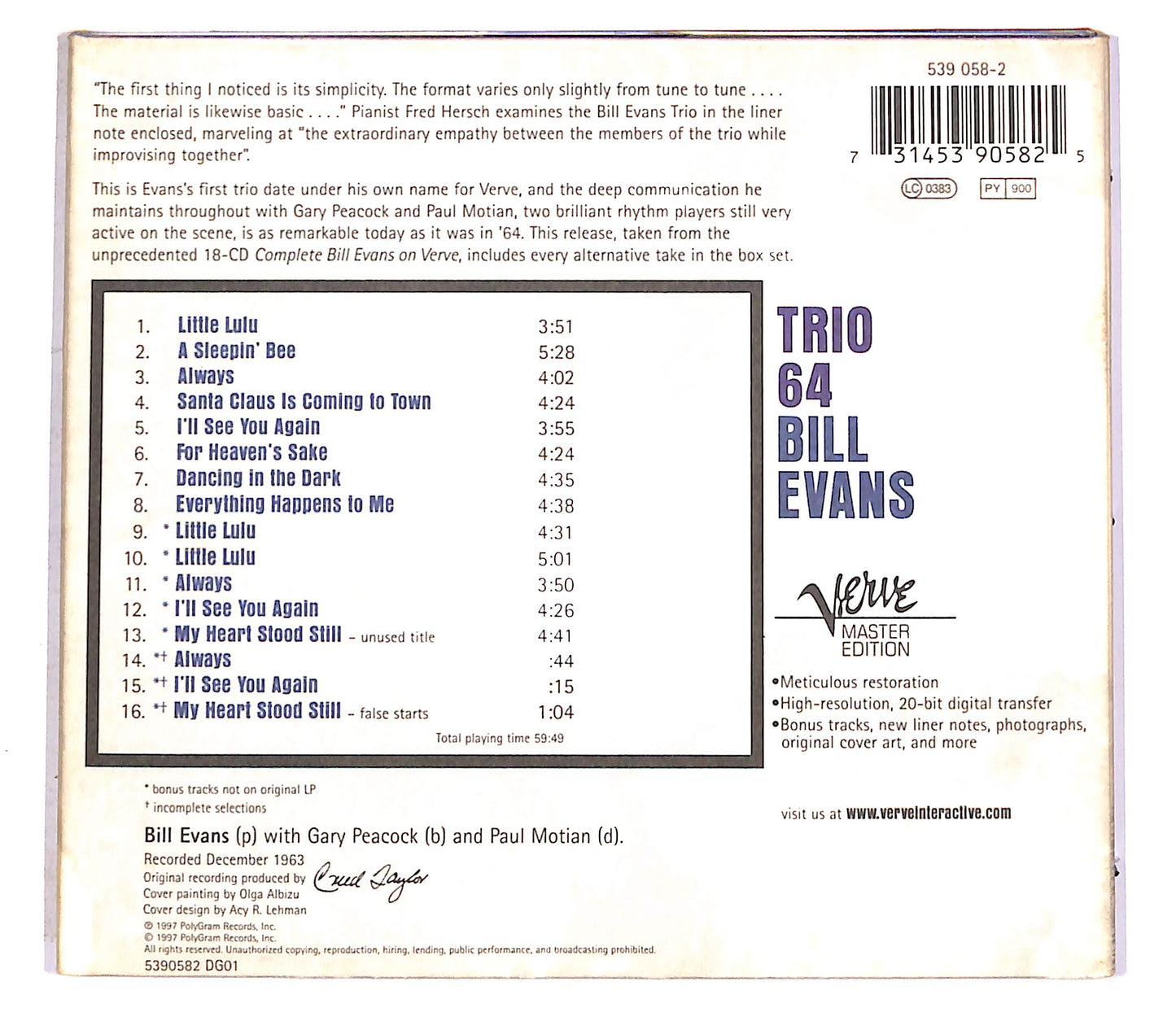 EBOND Bill Evans - Trio 64 CD CD046462