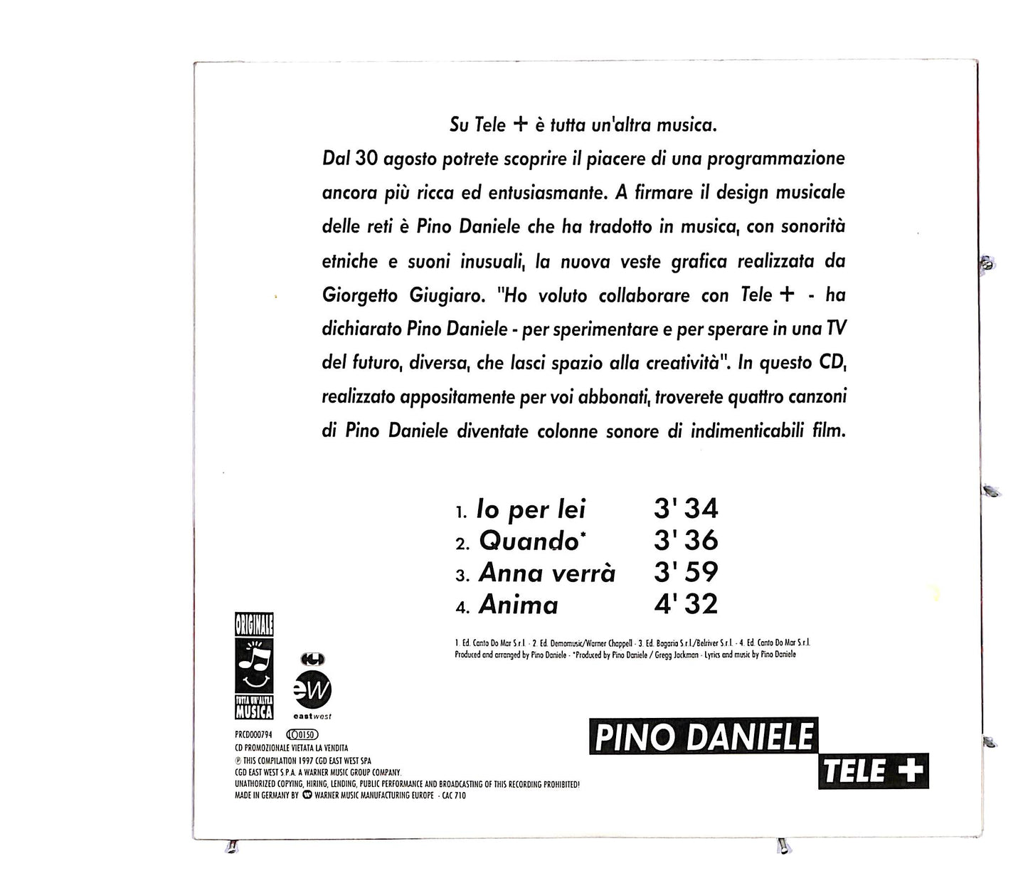 EBOND Pino Daniele - Tele + CD CD047955