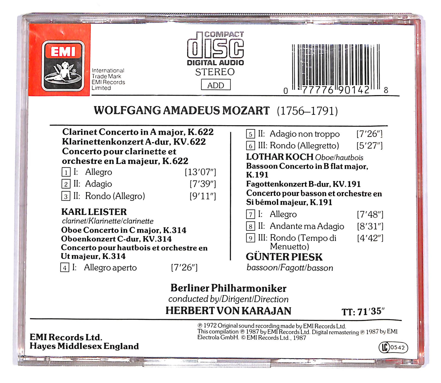 EBOND Mozart, Konzerten Fur Klarinette, Oboe & Fagott CD CD063116