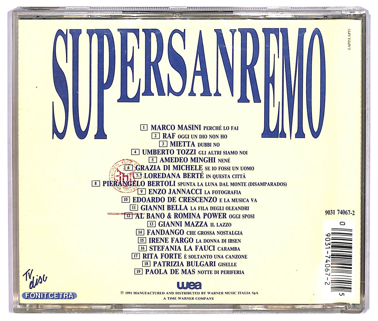 EBOND Various - Supersanremo 1991 CD CD071549