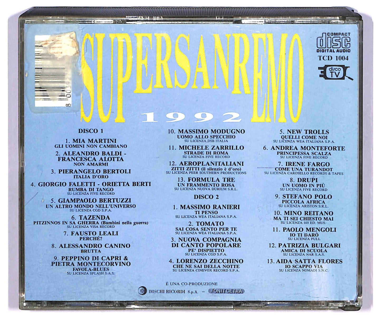 EBOND Supersanremo 1992 CD CD071561