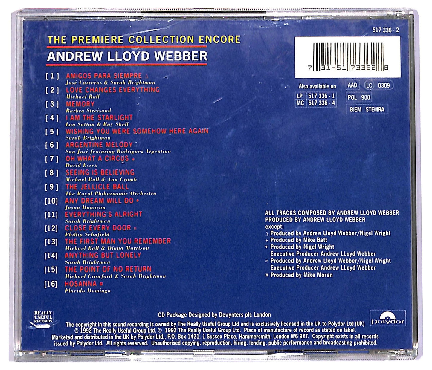 EBOND Andrew Lloyd Webber - The Premiere Collection Encore CD CD072519