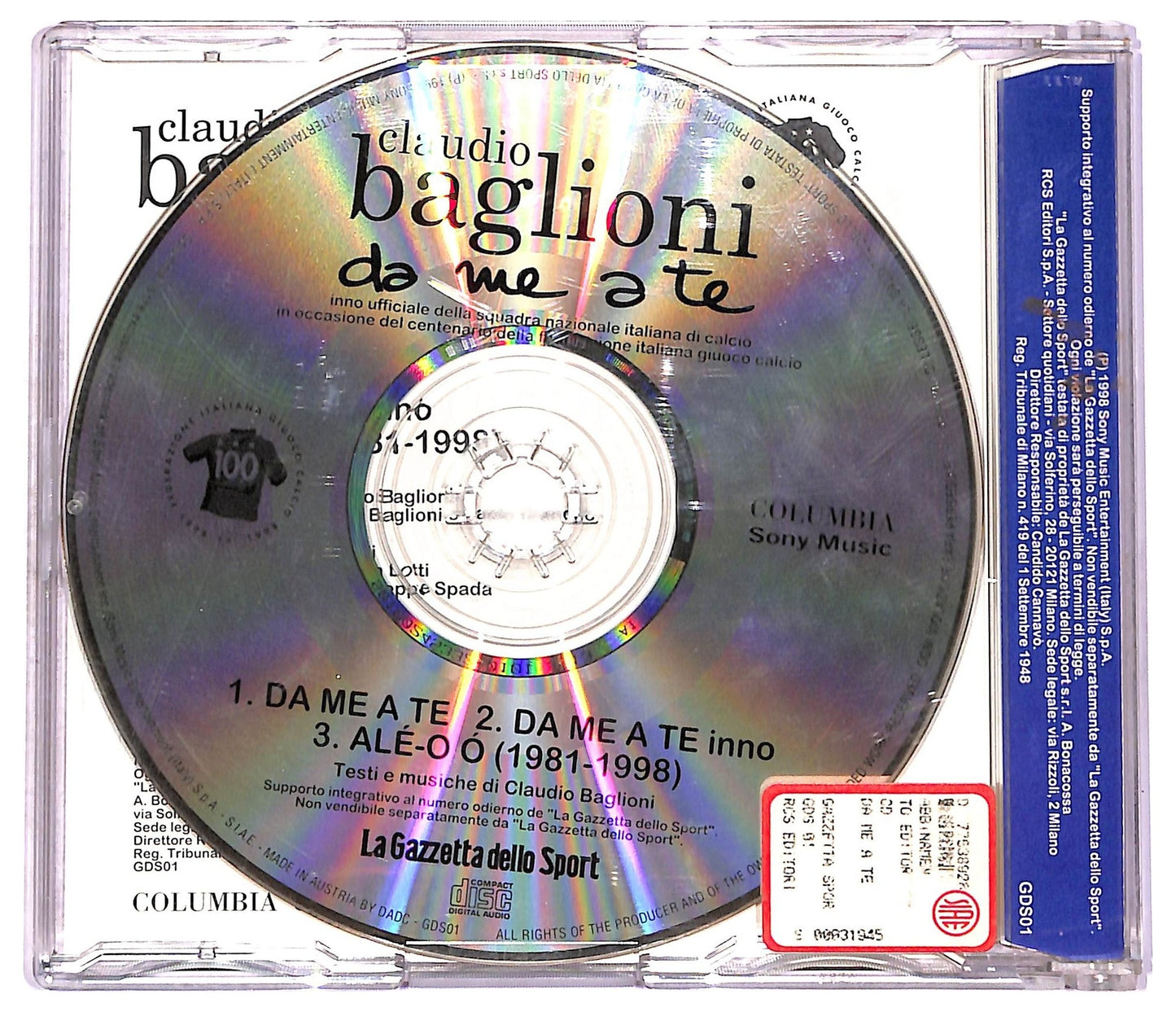 EBOND Claudio Baglioni - Da Me A Te EDITORIALE CD CD079613