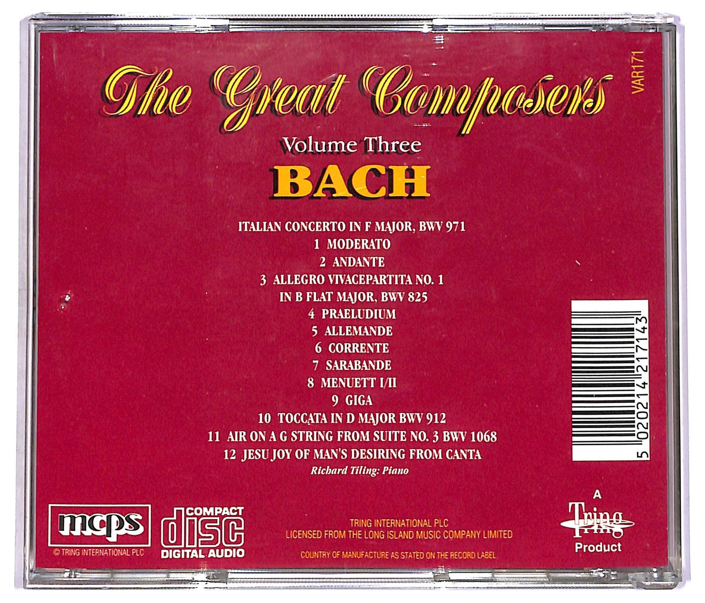 EBOND the great composers - vol. 3 - Bach CD CD081252