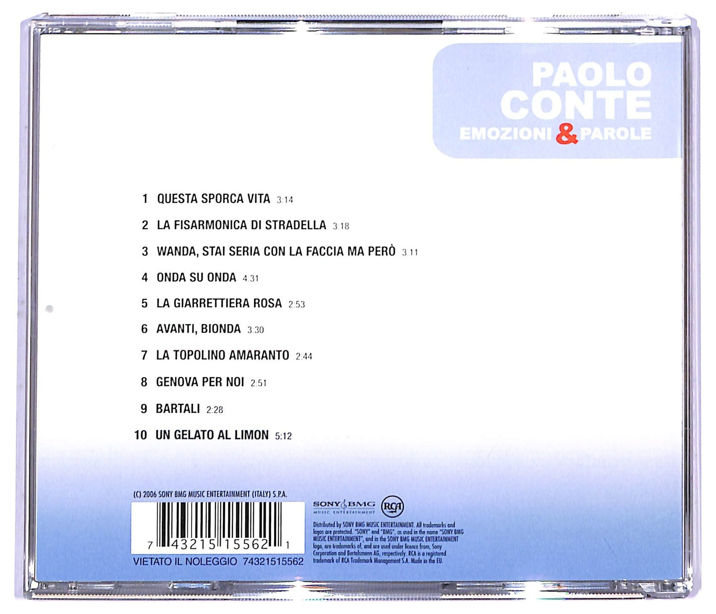 EBOND Paolo Conte - Emozioni & Parole CD CD084428