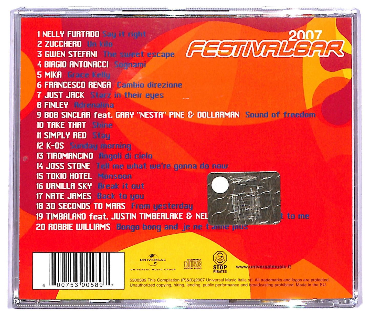 EBOND Various - Festivalbar 2007 - Compilation Rossa CD CD084806