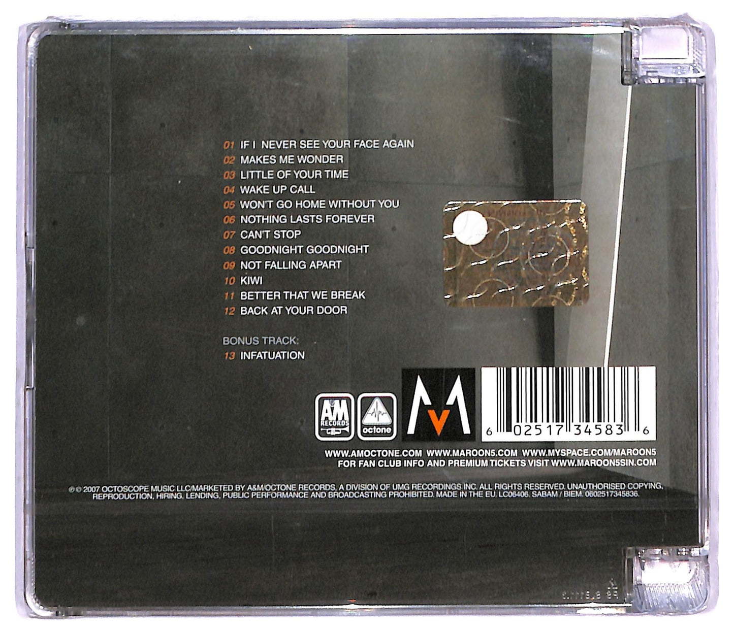 EBOND Maroon 5 - It Won't Be Soon Before Long ALBUM JEWEL CASE CD CD085722