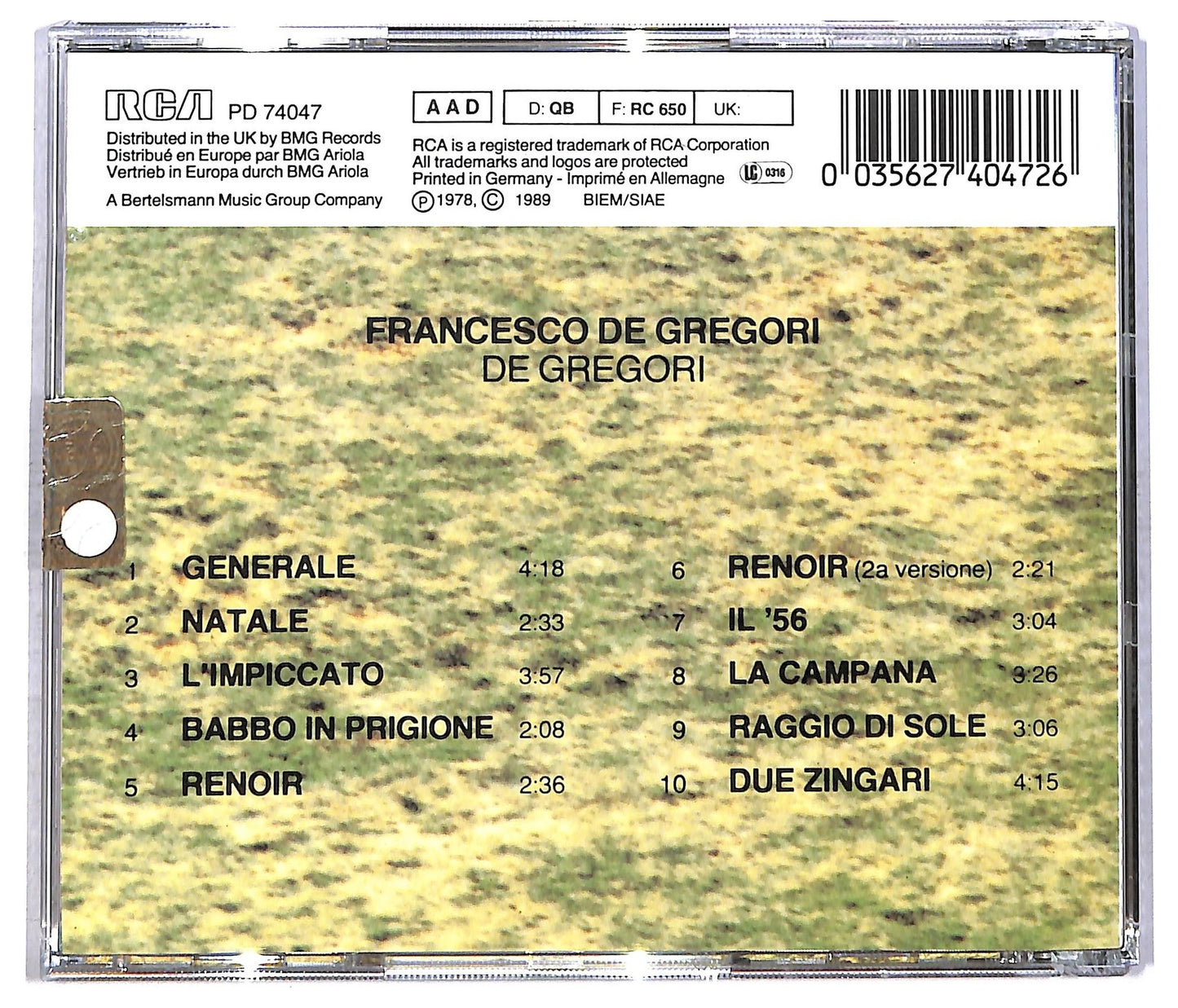 EBOND Francesco De Gregori - De Gregori CD CD085939