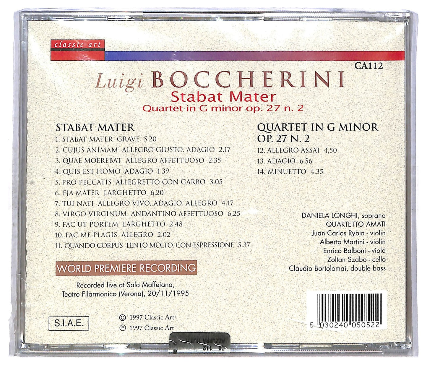 EBOND Luigi Boccherini - Stabat Mater / Quartet In G Minor Op.27 N.2 CD CD086129
