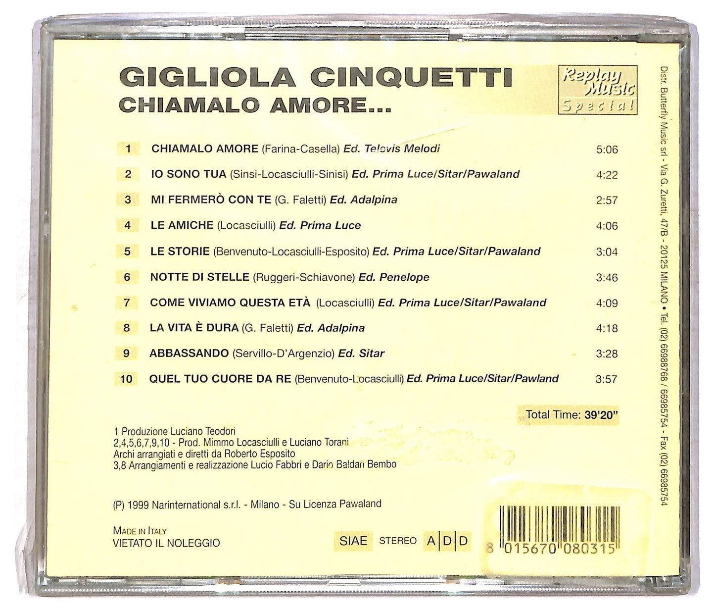 EBOND Gigliola Cinquetti Chiamalo Amore COMPILATION JEWEL CASE CD CD086337