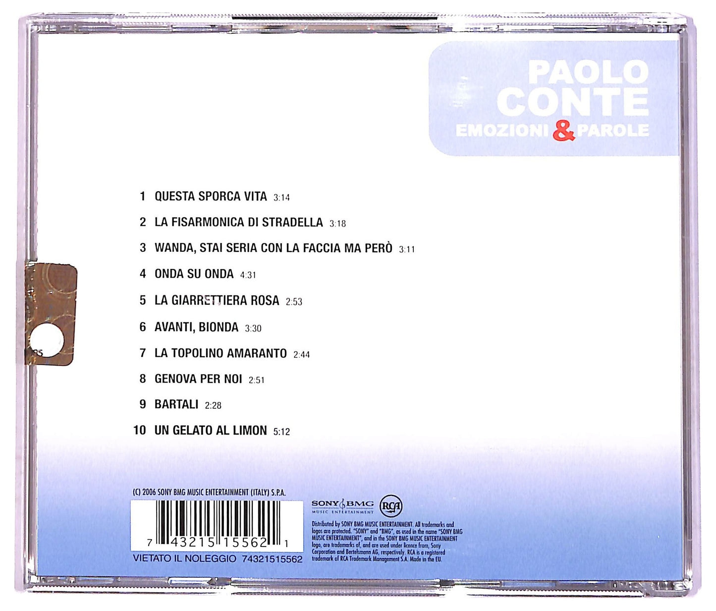 EBOND Paolo Conte - Emozioni & Parole CD CD087013