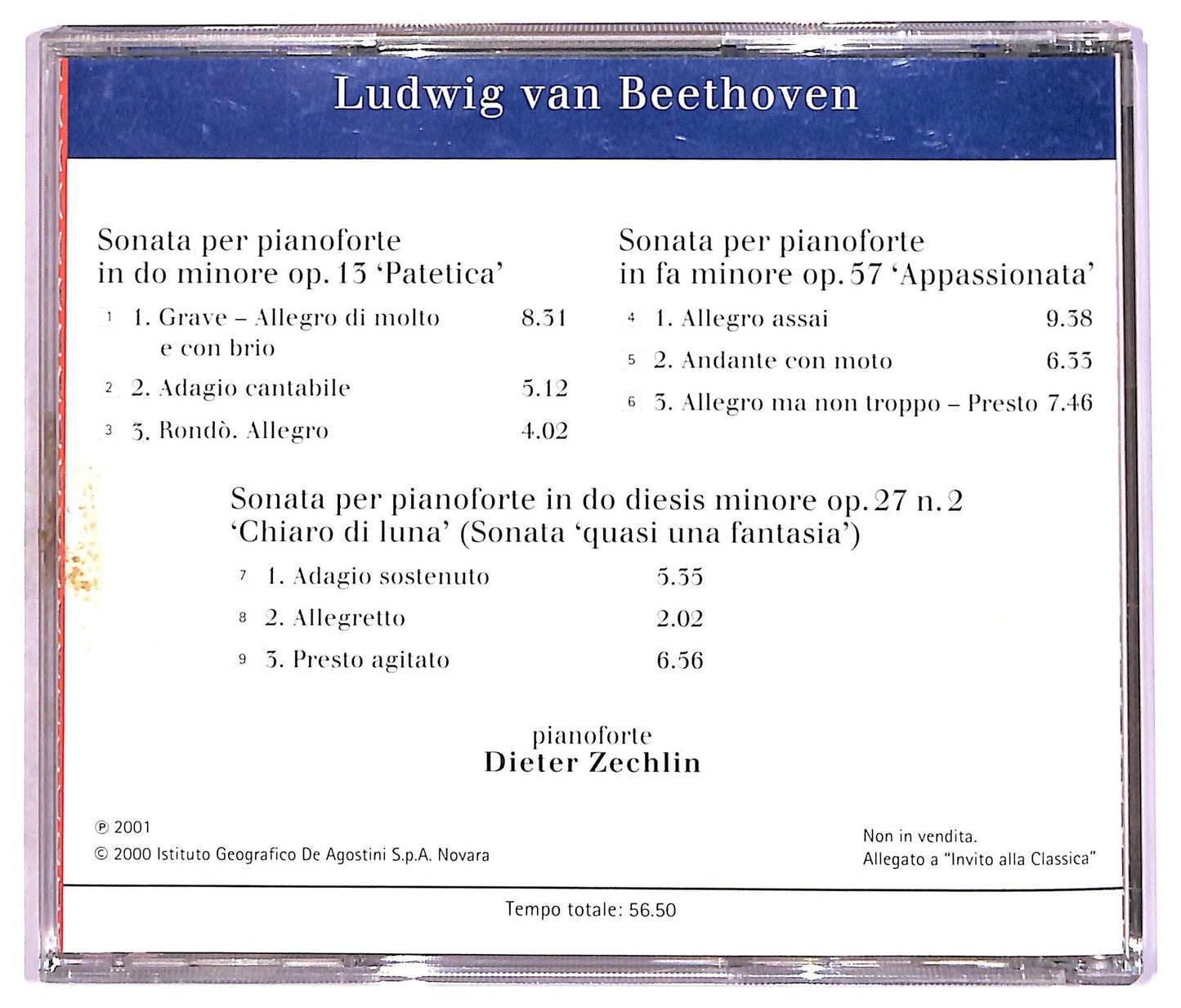 EBOND Beethoven - Sonate Per Pianoforte Op. 13 Patetica Op. 57 Appassionata Op. 27 N. 2Chiaro Di Luna ALBUM EDITORIALE JEWEL CASE CD CD087051