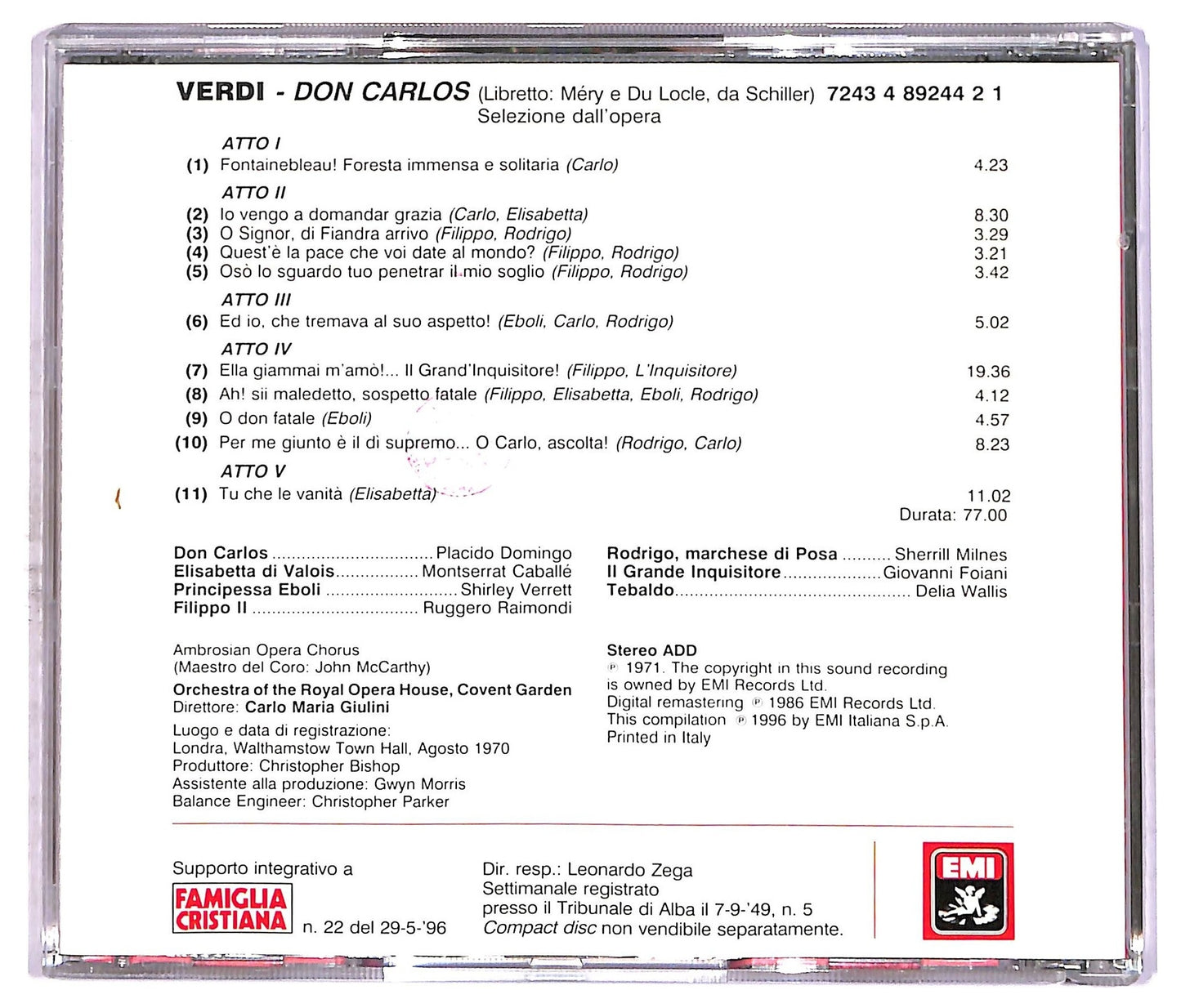 EBOND Verdi - Don Carlos - Le Pagine Piu Belle - Giulini EDITORIALE CD CD087838