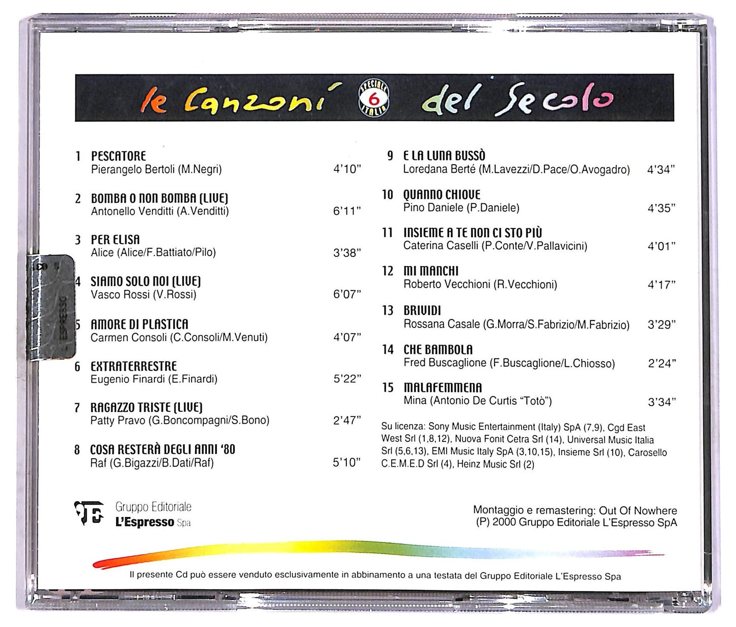 EBOND Various - Le Canzoni Del Secolo - Speciale Italia Vol. 6 COMPILATION EDITORIALE JEWEL CASE CD CD087846