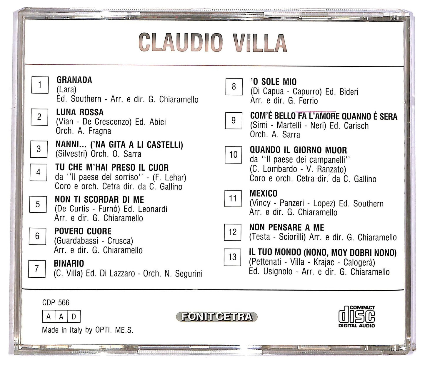 EBOND Claudio Villa - 25 Anni Di Canzoni CD CD089814