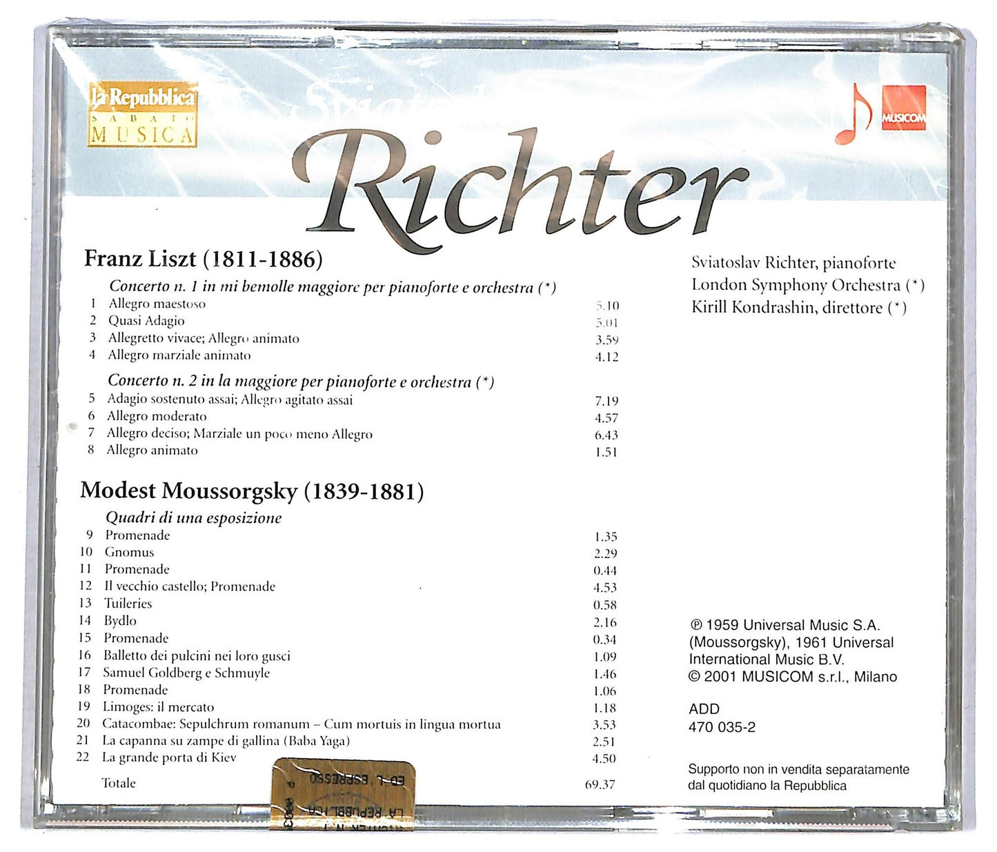 EBOND Sviatoslav Richter - Liszt - Moussorgsky COMPILATION EDITORIALE JEWEL CASE CD CD090530