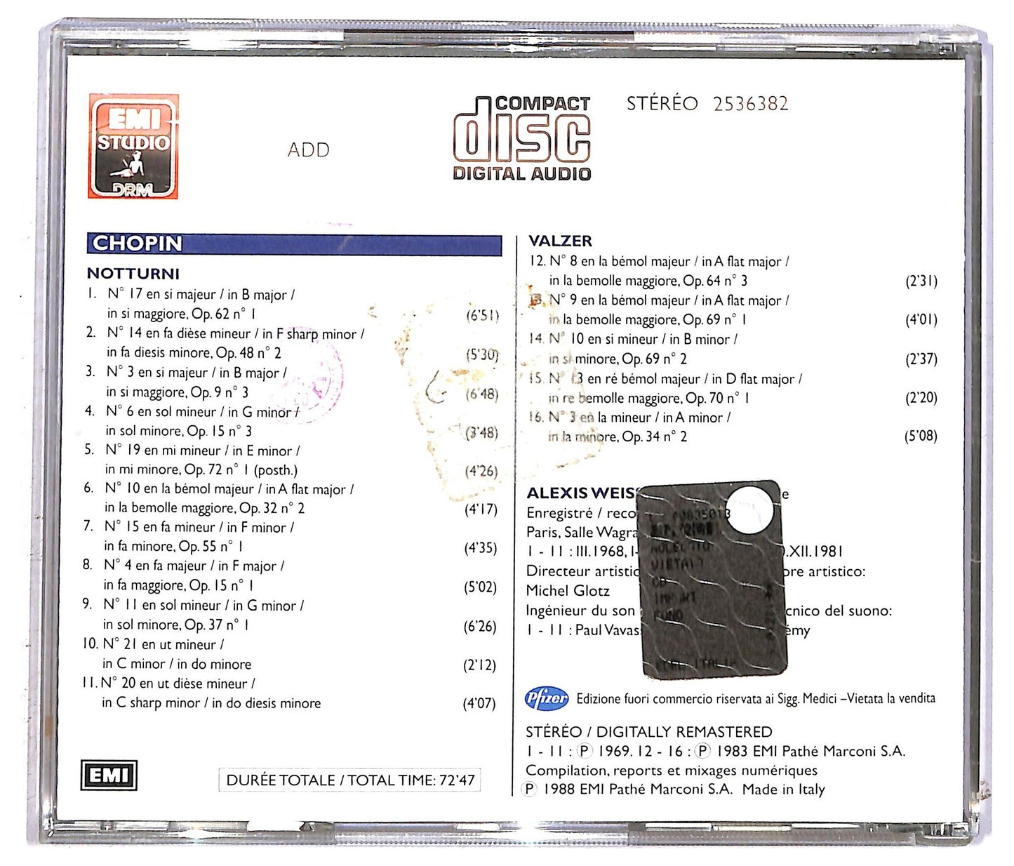 EBOND Chopin - Notturni - Alexis Weissenberg CD CD092607