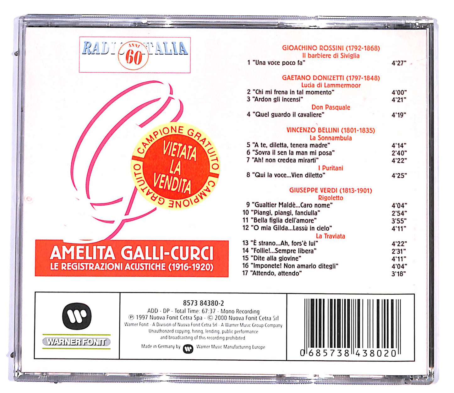 EBOND Amelita Galli Curci - le registrazioni acustiche 1916 - 1920 CD CD094258