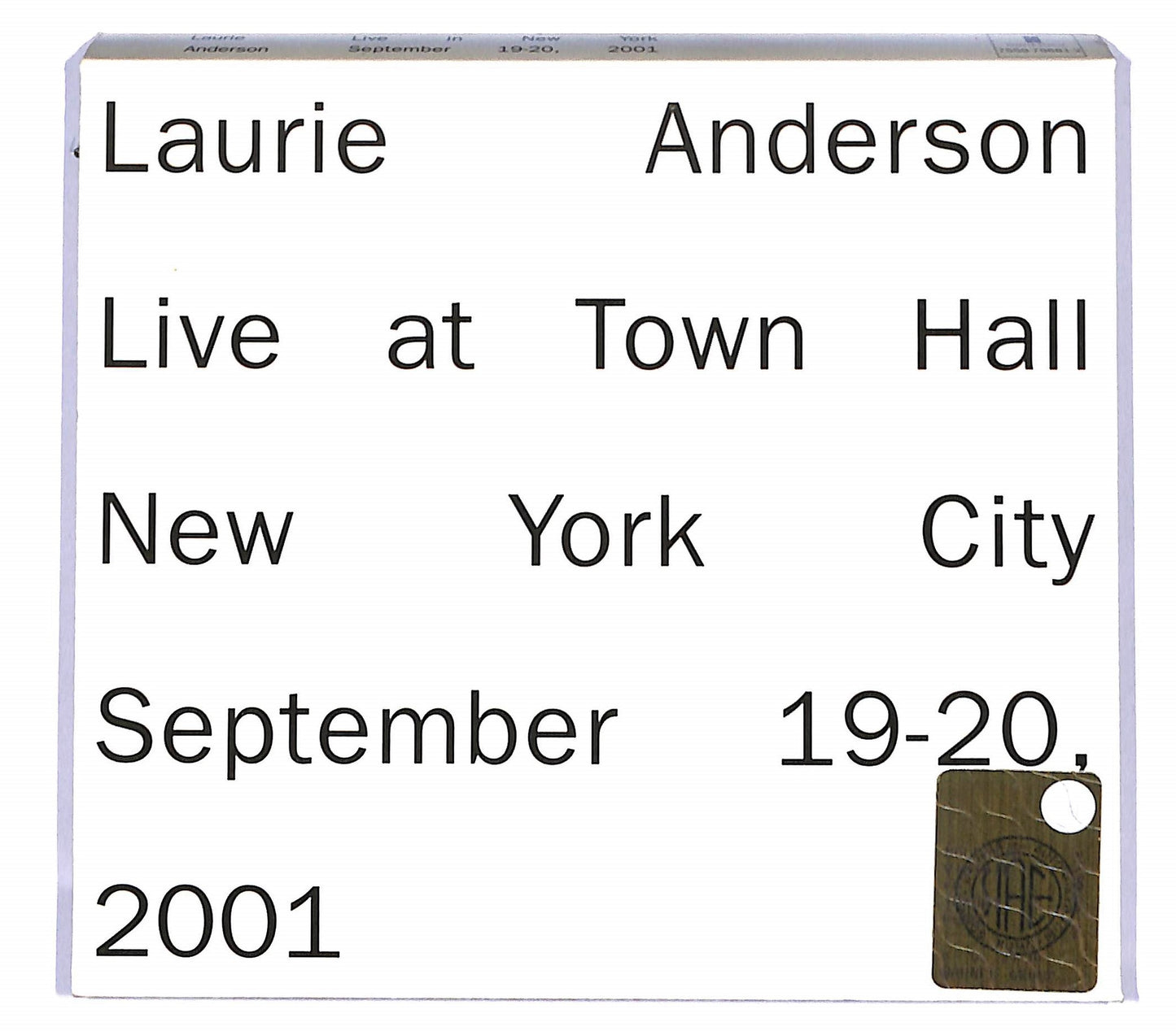 EBOND Laurie Anderson - Live At Town Hall New York City CD CD095142