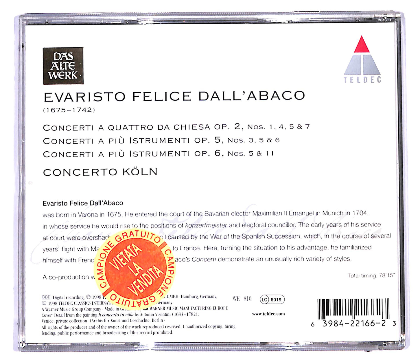 EBOND Evaristo Felice Dall'Abaco - Concerto Koln - Concerti CD CD095364