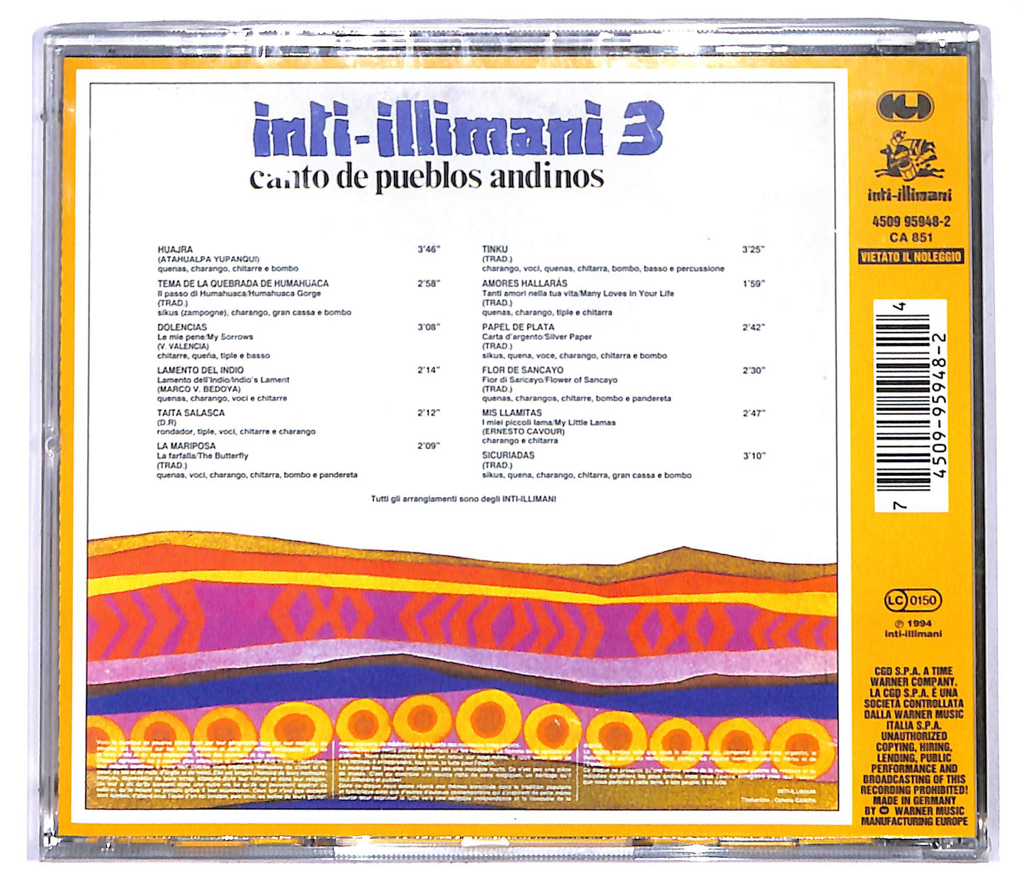 EBOND Inti-Illimani - Inti-illimani 3 Canto De Pueblos Andinos CD CD095455