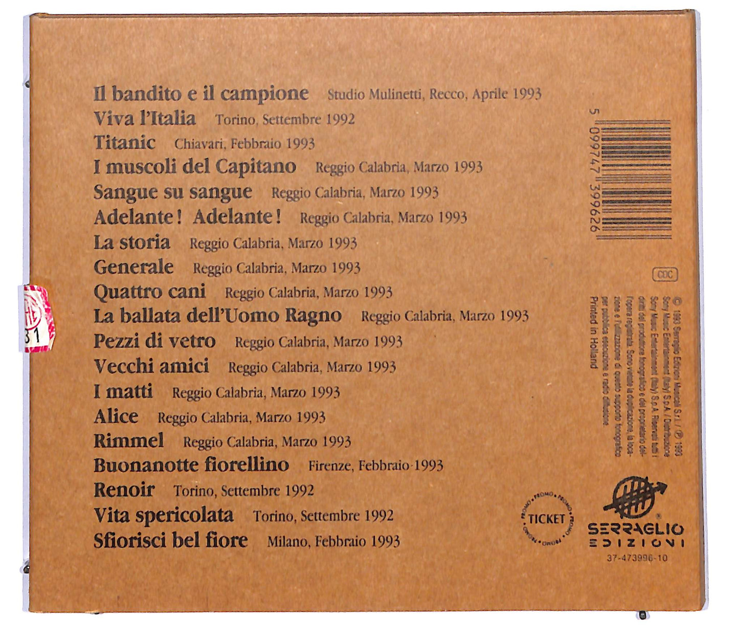 EBOND Francesco De Gregori - Il Bandito E Il Campione (digipak) CD CD095464