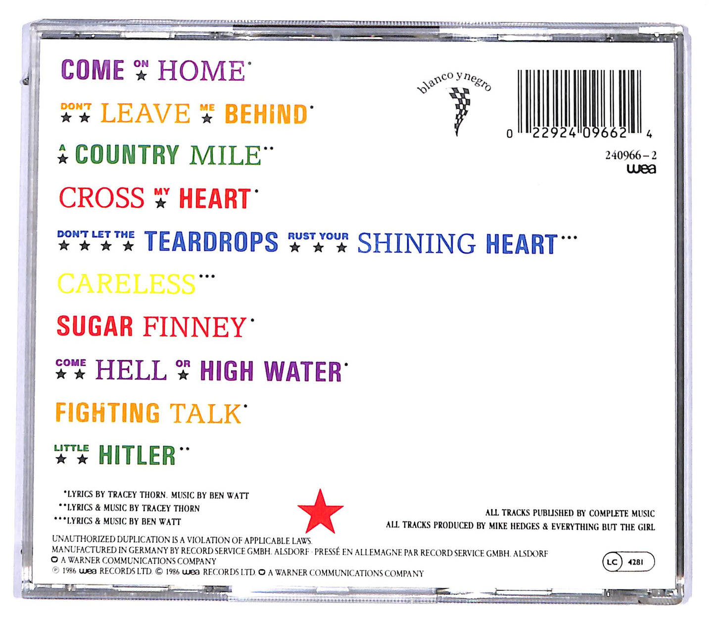EBOND Everything But The Girl - Baby, The Stars Shine Bright CD CD095511